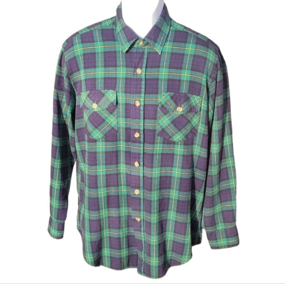 Men's Vintage Button Down Plaid Shirt
